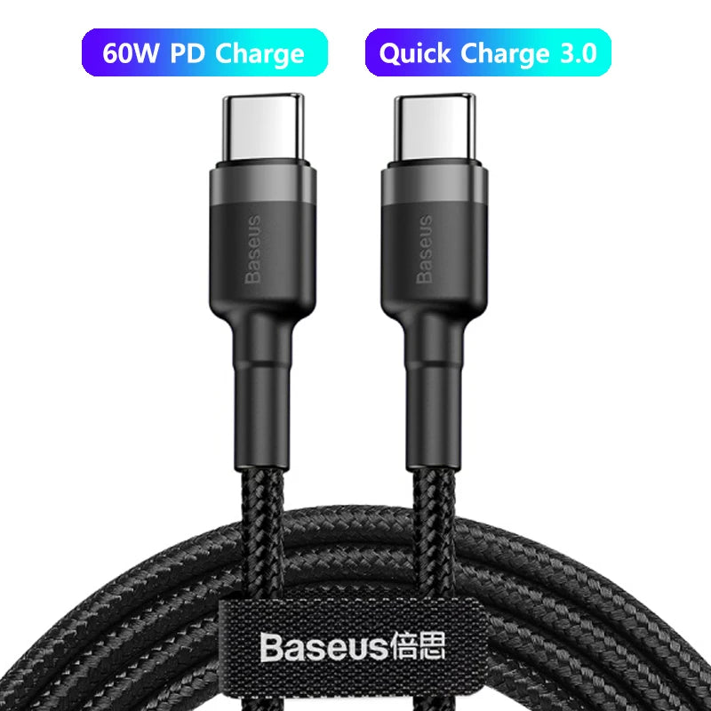 Baseus 100W/5A USB C To USB Type C Cable For iPhone 16 15 PD Fast Charging Charger Cord For Macbook Samsung Xiaomi Type-C Cable